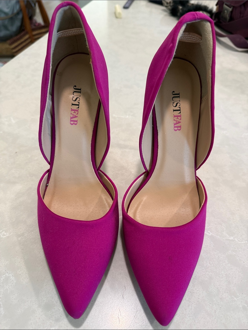 JustFab Fuchsia D'Orsay Pointed-Toe Stiletto Heels - Picture 5 of 5